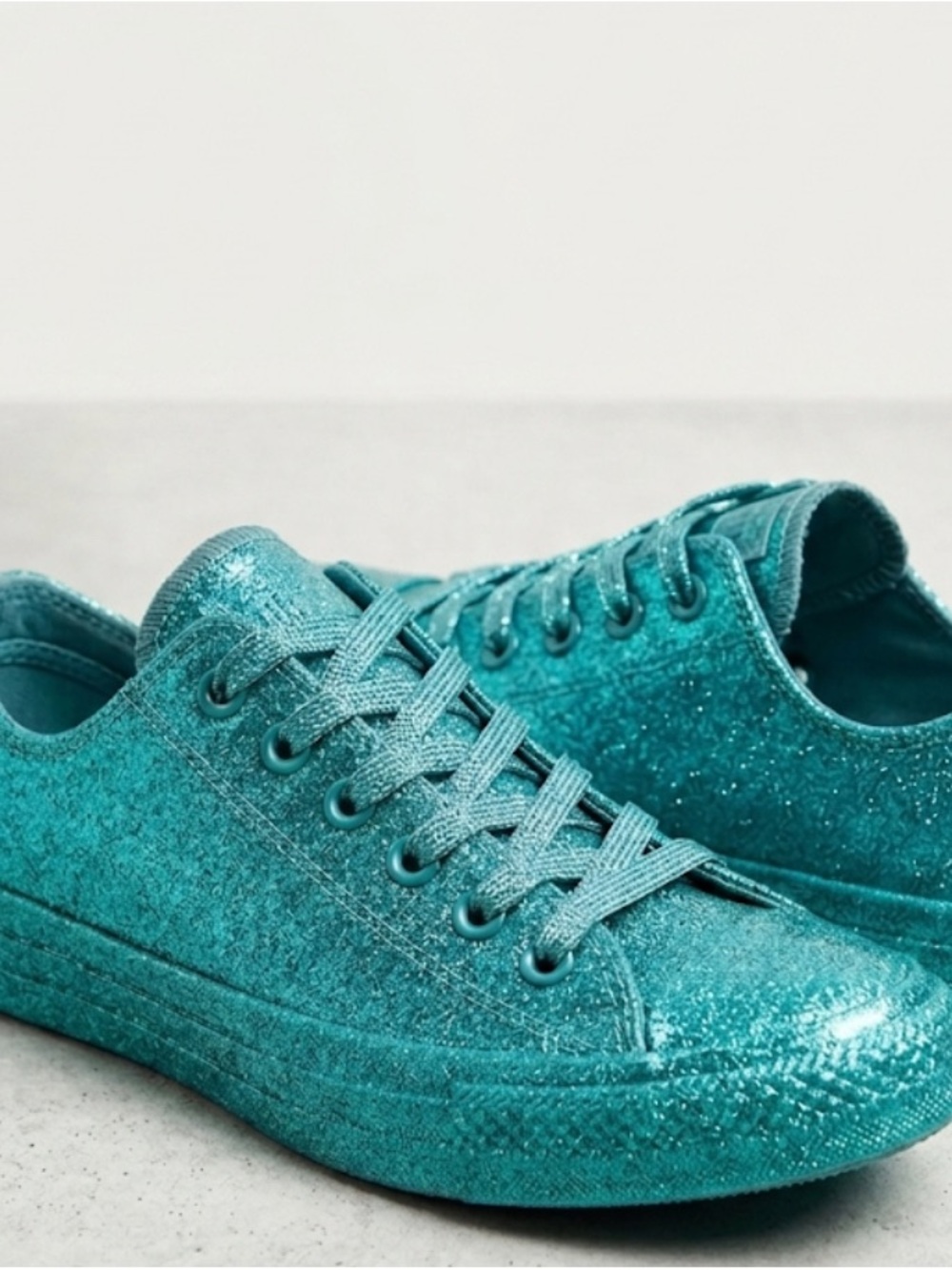 Women's Glitter Low-Top Sneakers in Teal